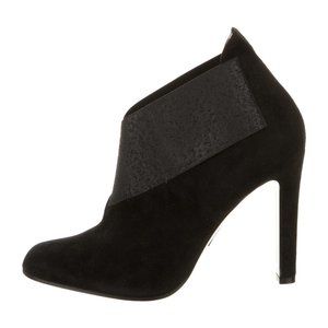 PAUL ANDREW Black Suede Pointed Toe Bootie Heels